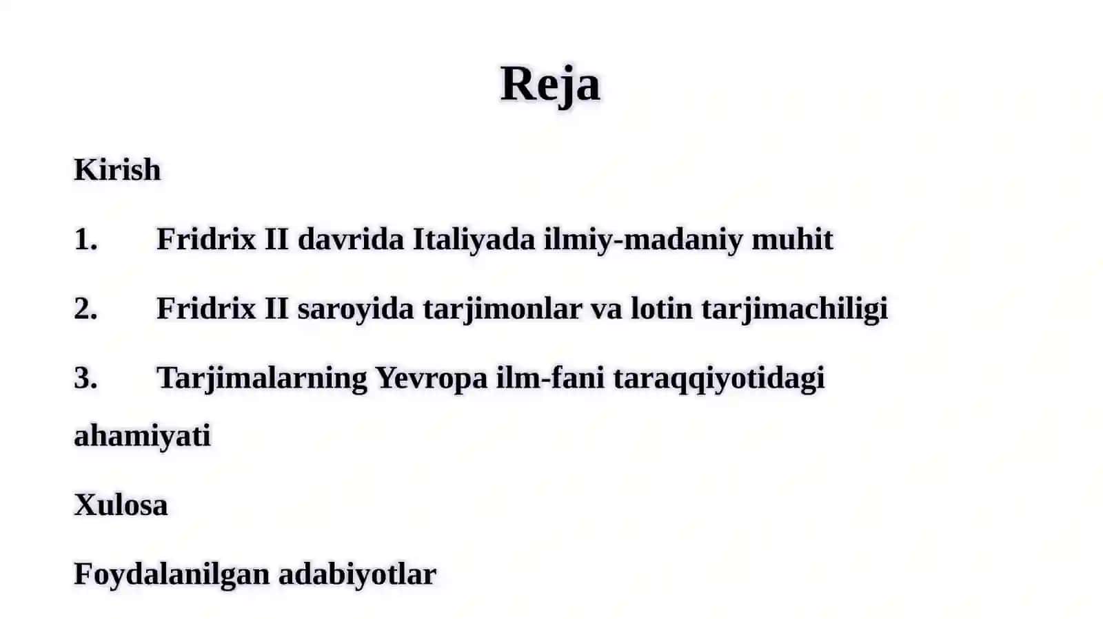 Imperator Fridrix II ning Italiyada lotin tarjimachiligining shakllanishi 2