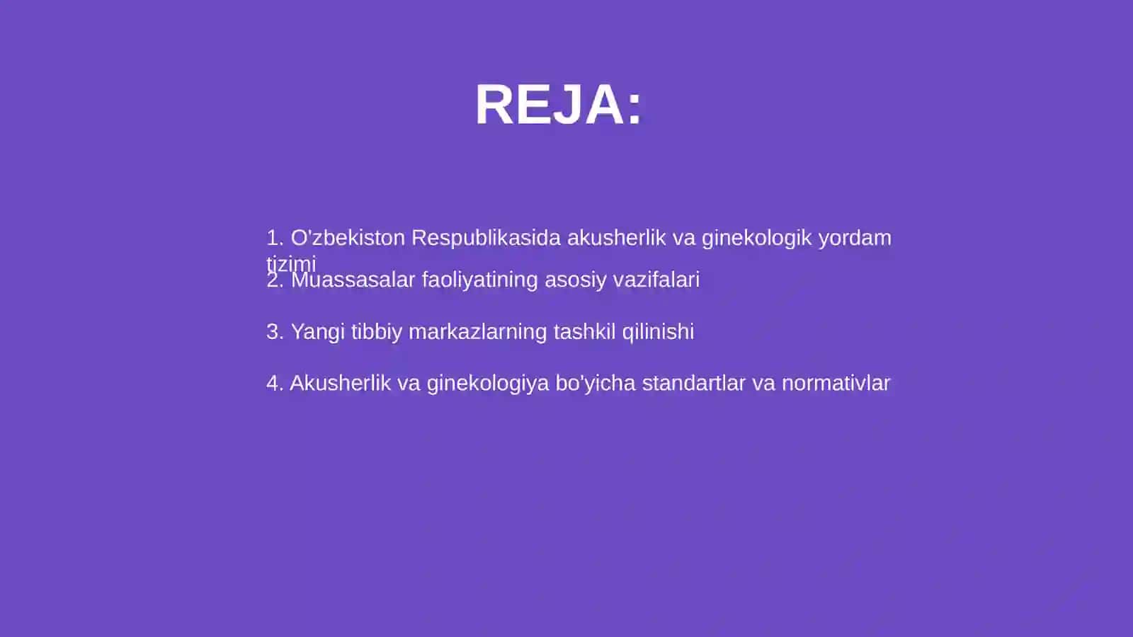 O'zbekiston Respublikasida akusherlik va ginekologik yordam ko'rsatish muassasalari 2