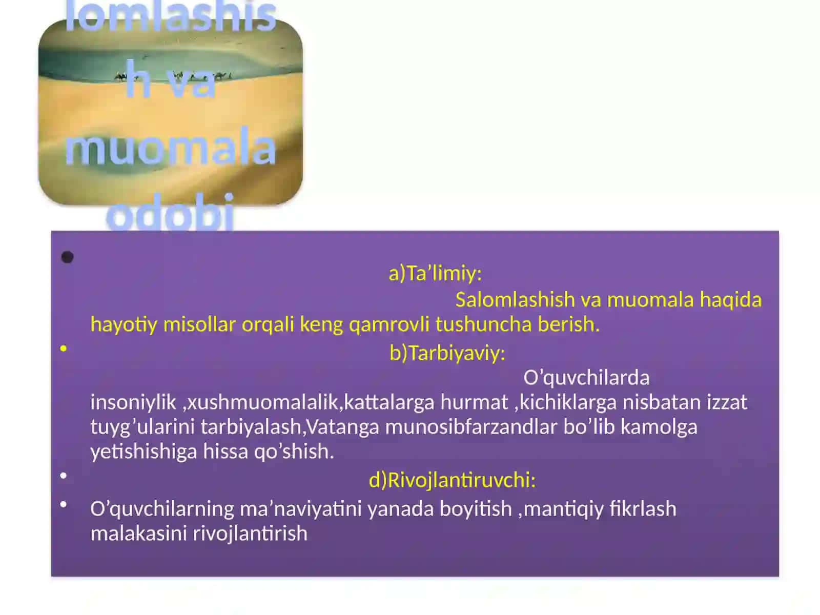 Ma'naviyat Fanidan Bir soatlik Dars Ishlanmasi 2