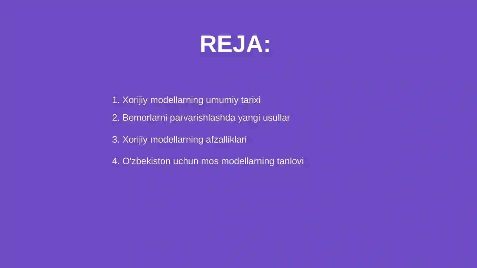 Xorijiy modellarning o'rni bemorlarni parvarishlashda 2
