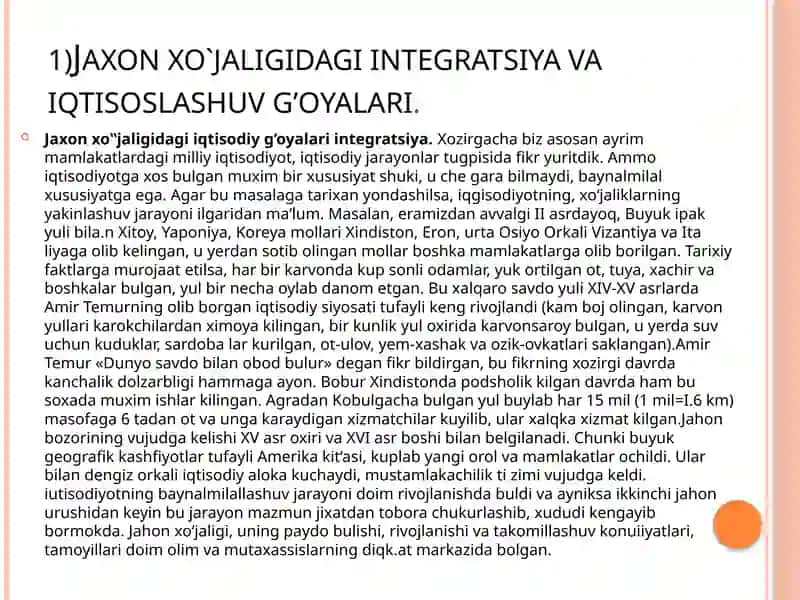JAHON XO„JALIGI TO„G„RISIDAGI IQTISODIY G„OYALAR 2