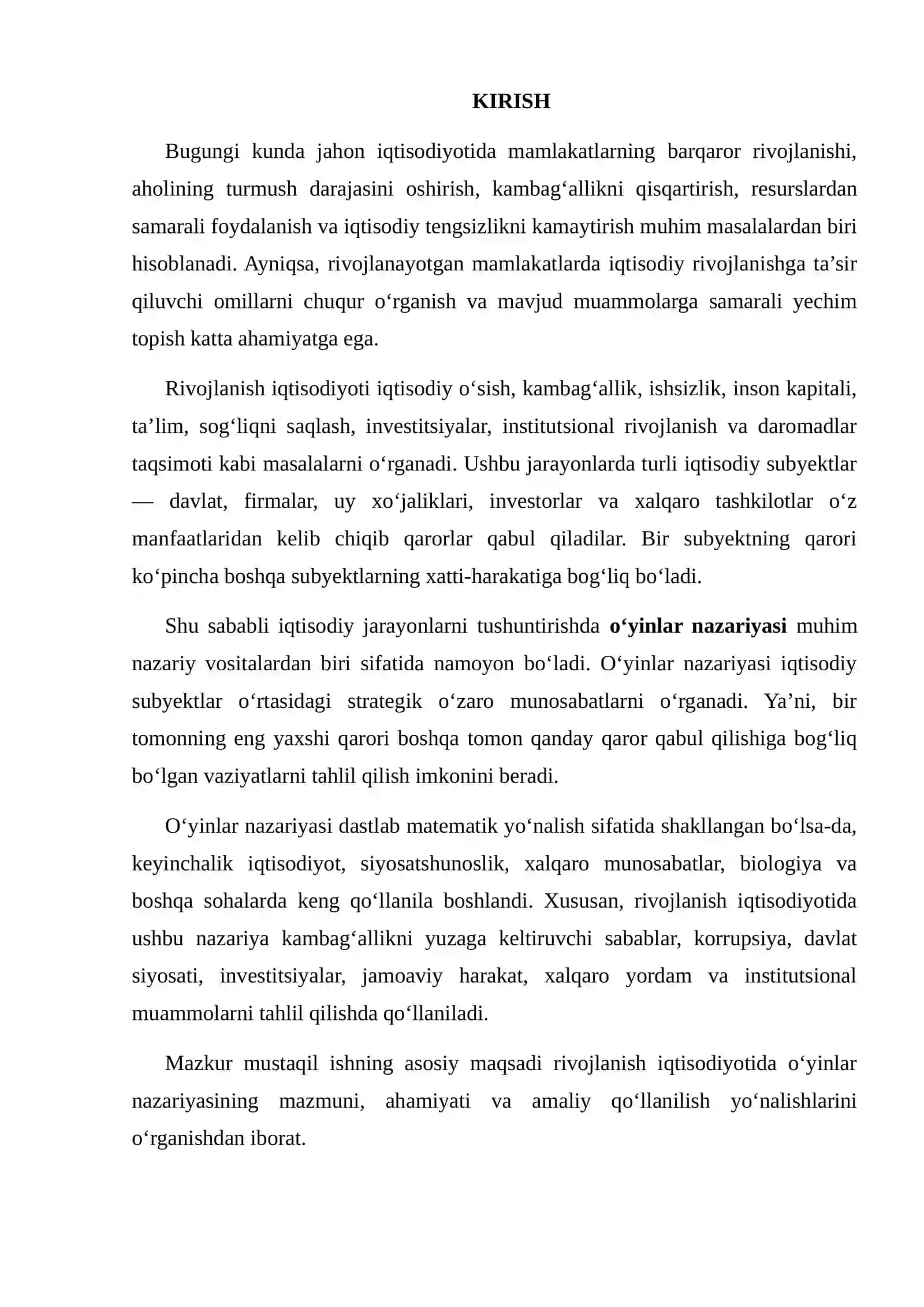 RIVOJLANISH IQTISODIYOTIDA O‘YINLAR NAZARIYASINING QO‘LLANILISHI 2