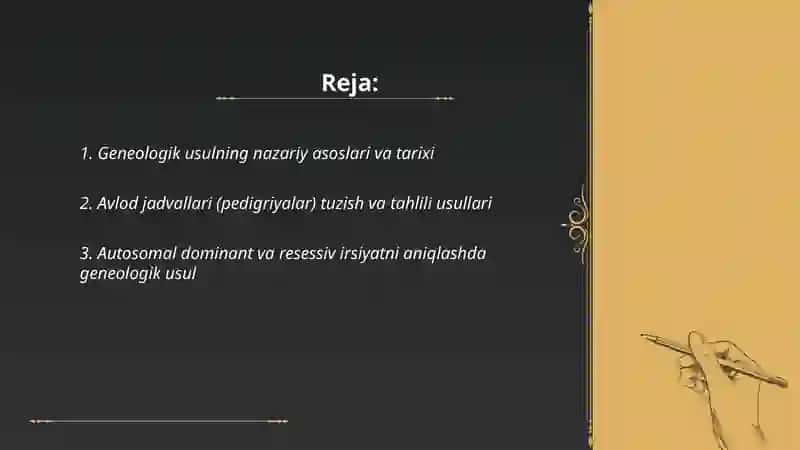 Geneologik usulning irsiy kasallilarini aniqlashda qoʻllanilishi 2