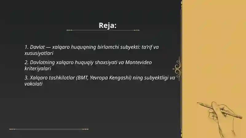 Xalqaro huquqning birlamchi va ikkilamchi subyektlari 2