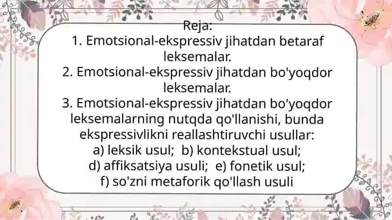 O'zbek tili leksikasining  emotsional-ekspressiv  jihatdan qatlamlanishi 2