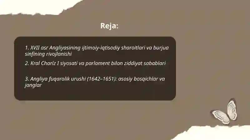 XVII asrda Angliya va burjua inqilobini oʻrganish 2