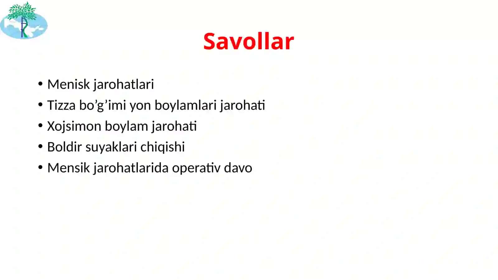 Tizza bo’g’imi shikastlanishlari 2