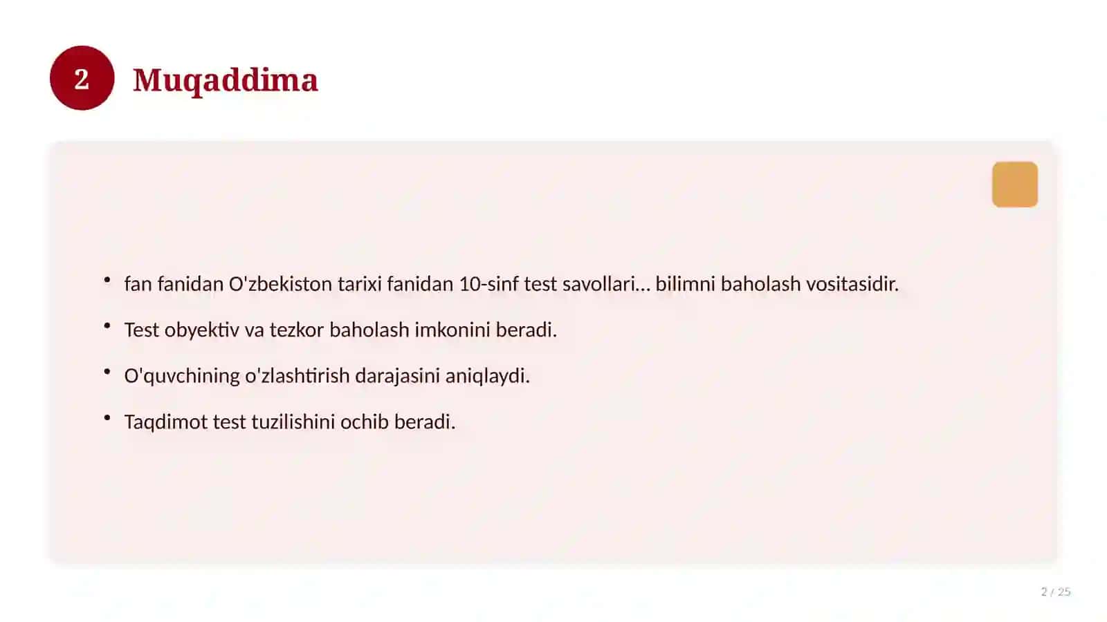 O'zbekiston tarixi fanidan 10-sinf test savollari to'plami 2