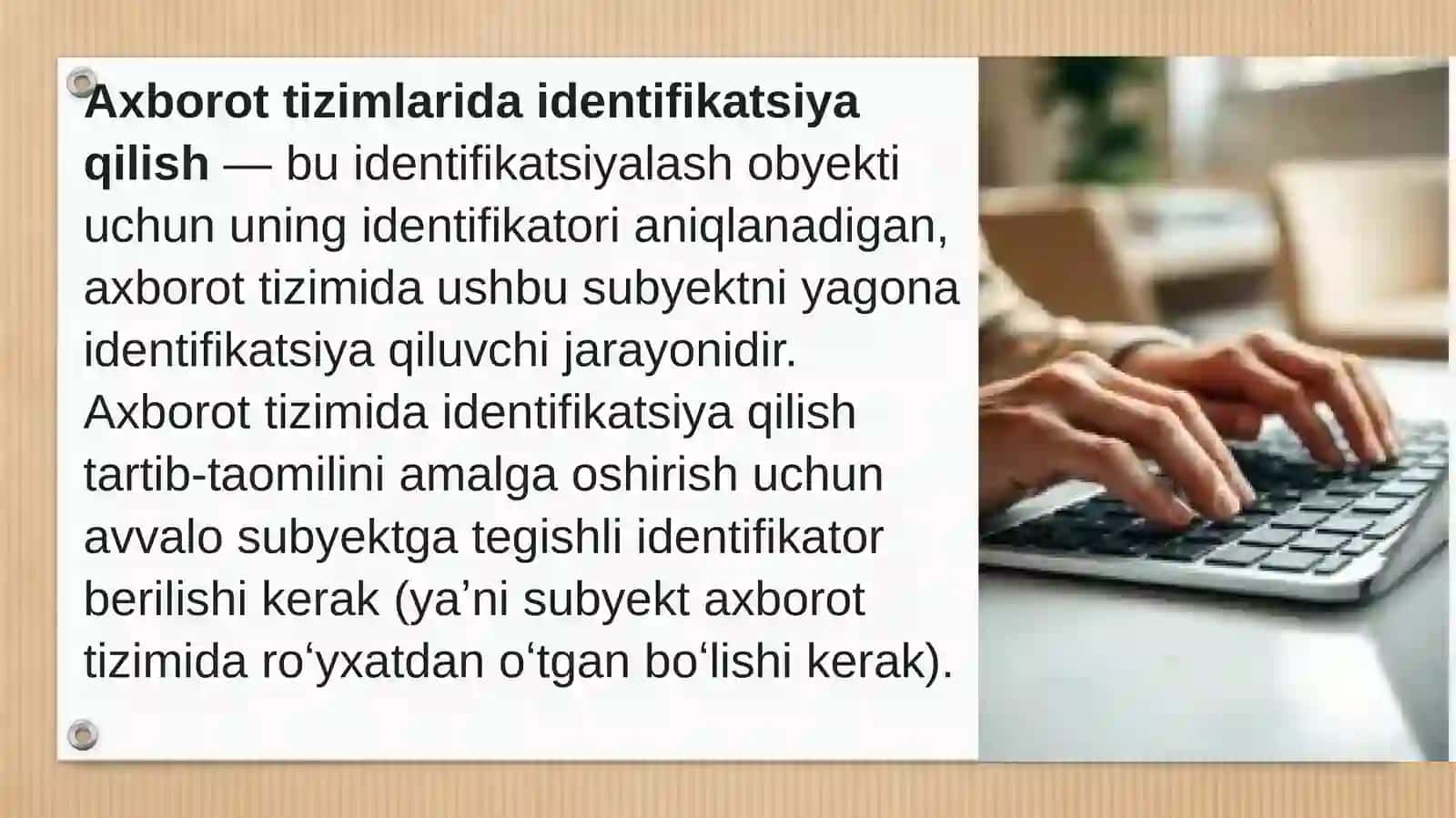 INDENFIKATSIYAVA AUTENTIFIKATSIYA MUAMMOLARI. LOGIN VA PAROL 2
