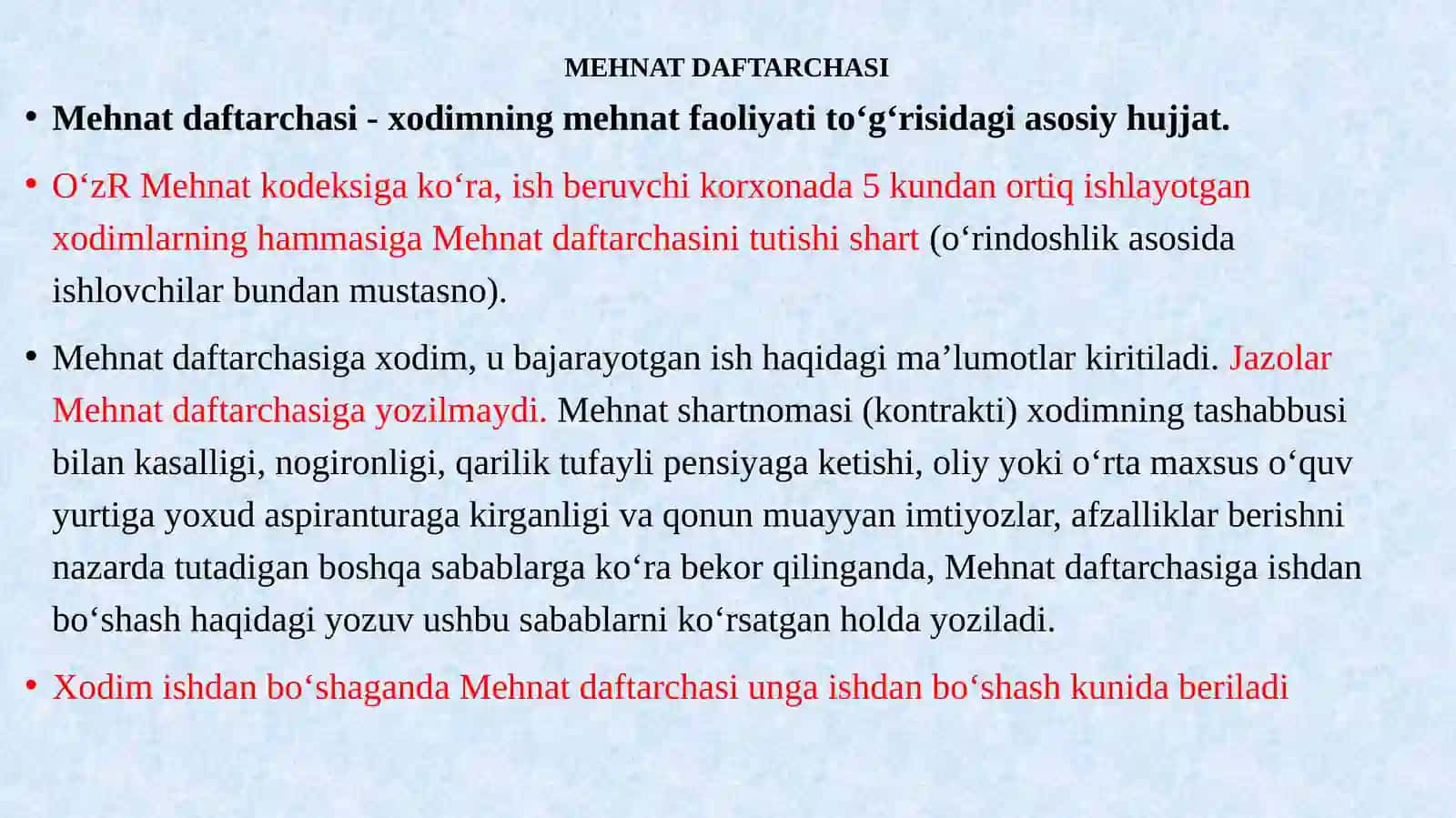 XODIMLAR FAOLIYATIGA DOIR HUJJATLAR 2