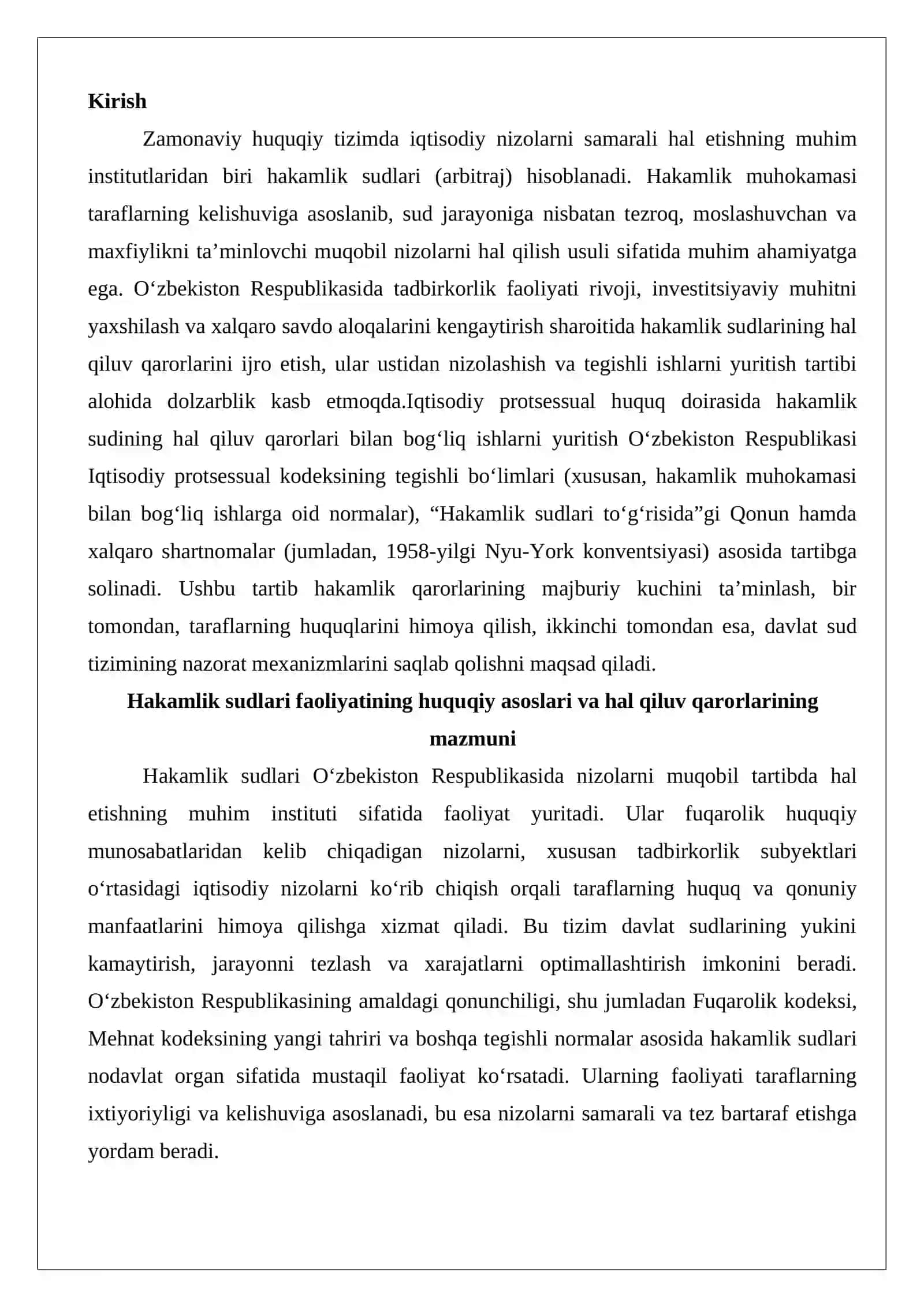 Hakamlik sudining hal qiluv qarorlari bilan bog‘liq ishlarni yuritish tartibi 2
