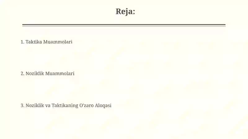 Nazokat va taktika musmmolari 2