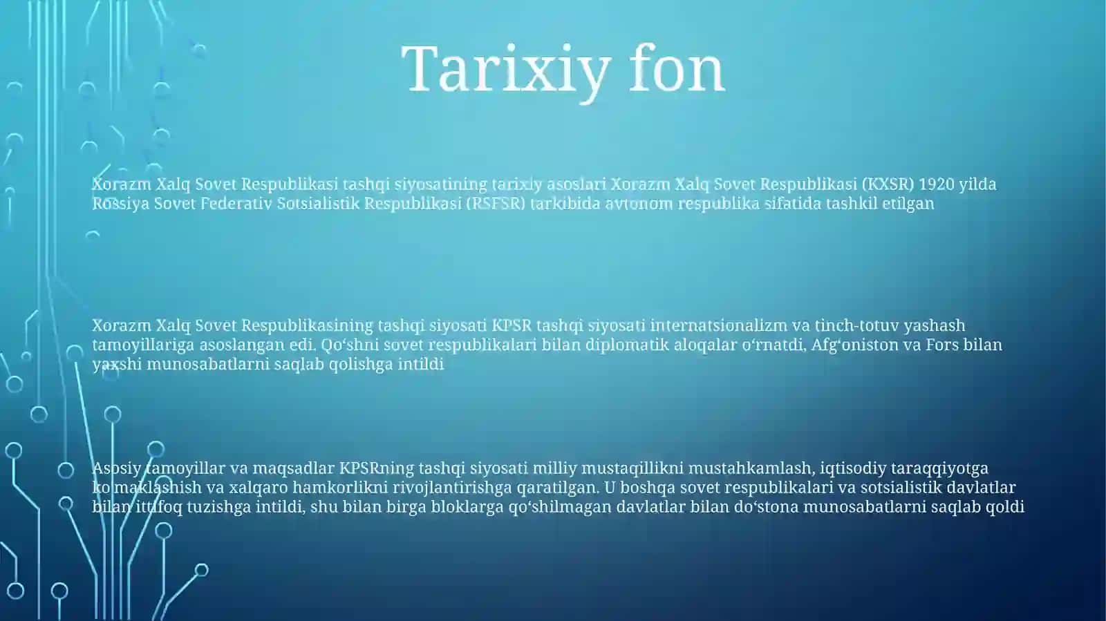 Xorazm Xalq Sovet RespublikasiningTashqiSiyosati 2