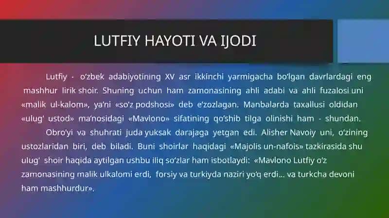 Lutfiy Hayoti va Ijodi 2