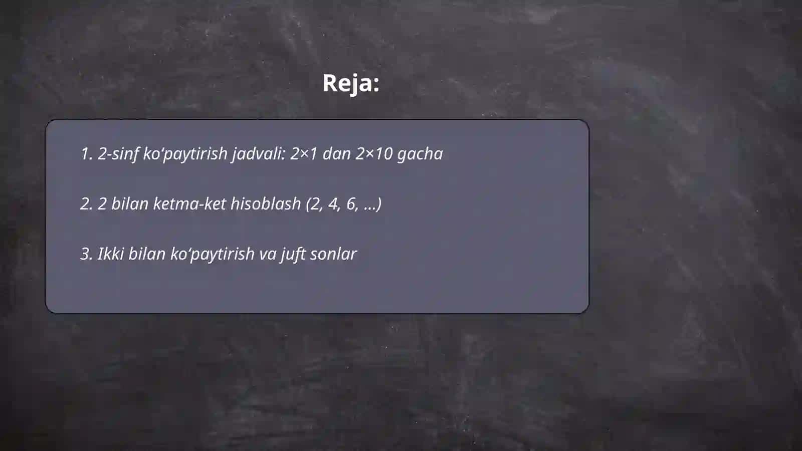 2-sinf koʻpaytirish jadvali 2