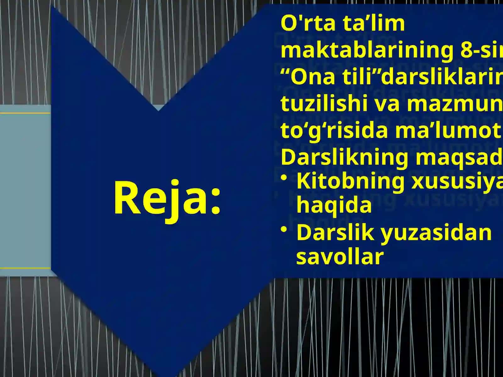 UMUMIY O'RTA TA’LIM MAKTABLARINING 8- SINF “ONA TILI”DARSLIKLARINING TUZILISHI VA MAZMUNI 2