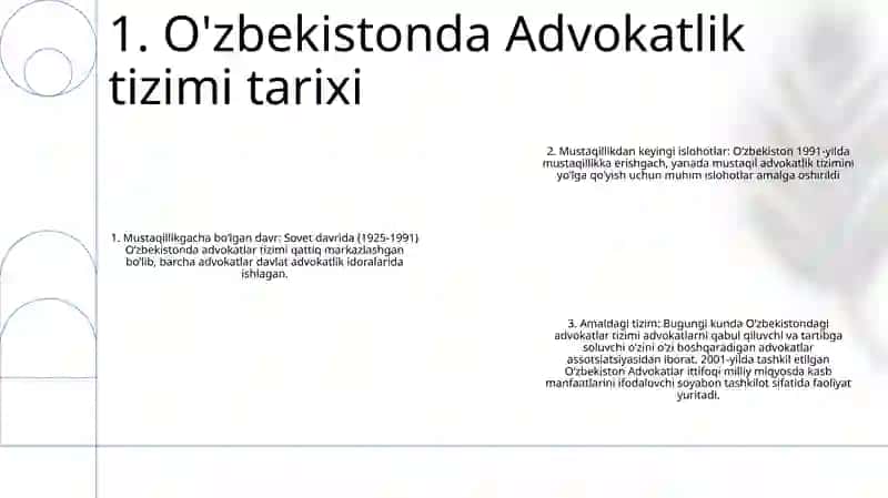 O'Zbekiston Respublikasida Advokatura Tizimi 2