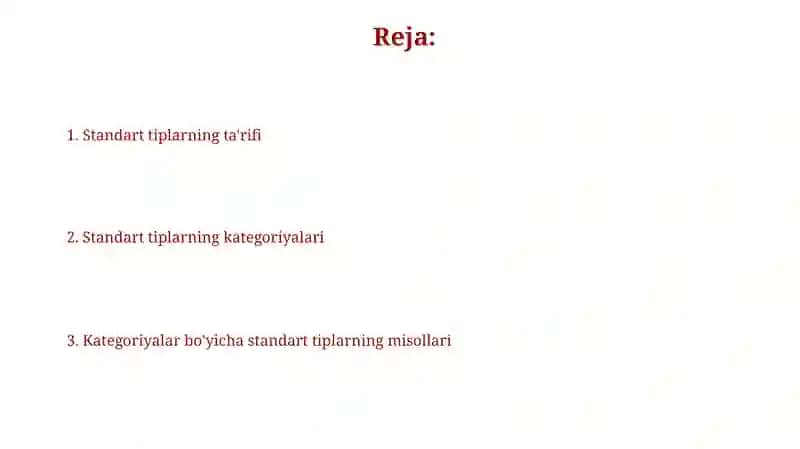 Standart turlar va toifalarning ta'rifi 2