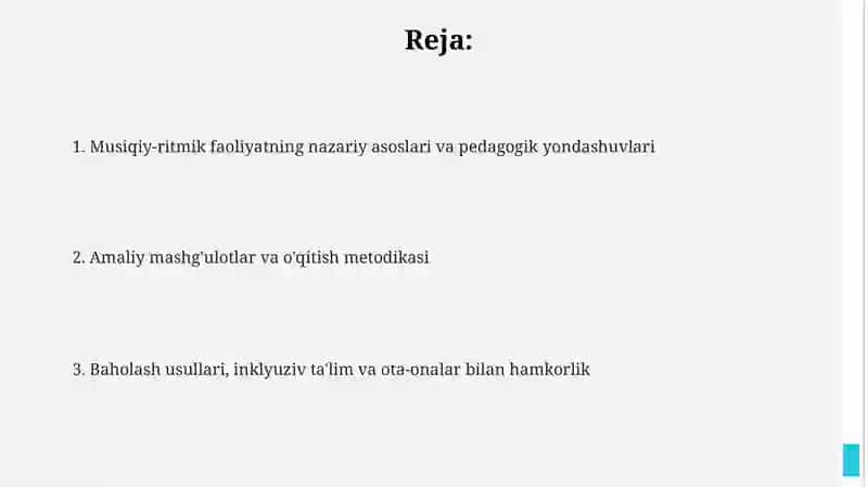 Musiqiy - ritmik faoliyatlarini shakllantirish uslubi 2