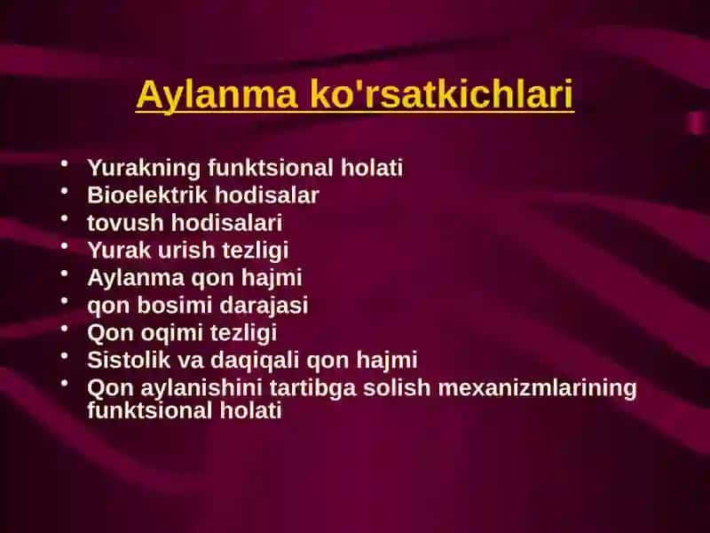 Qon aylanish sitemasining fizik xossalari 2