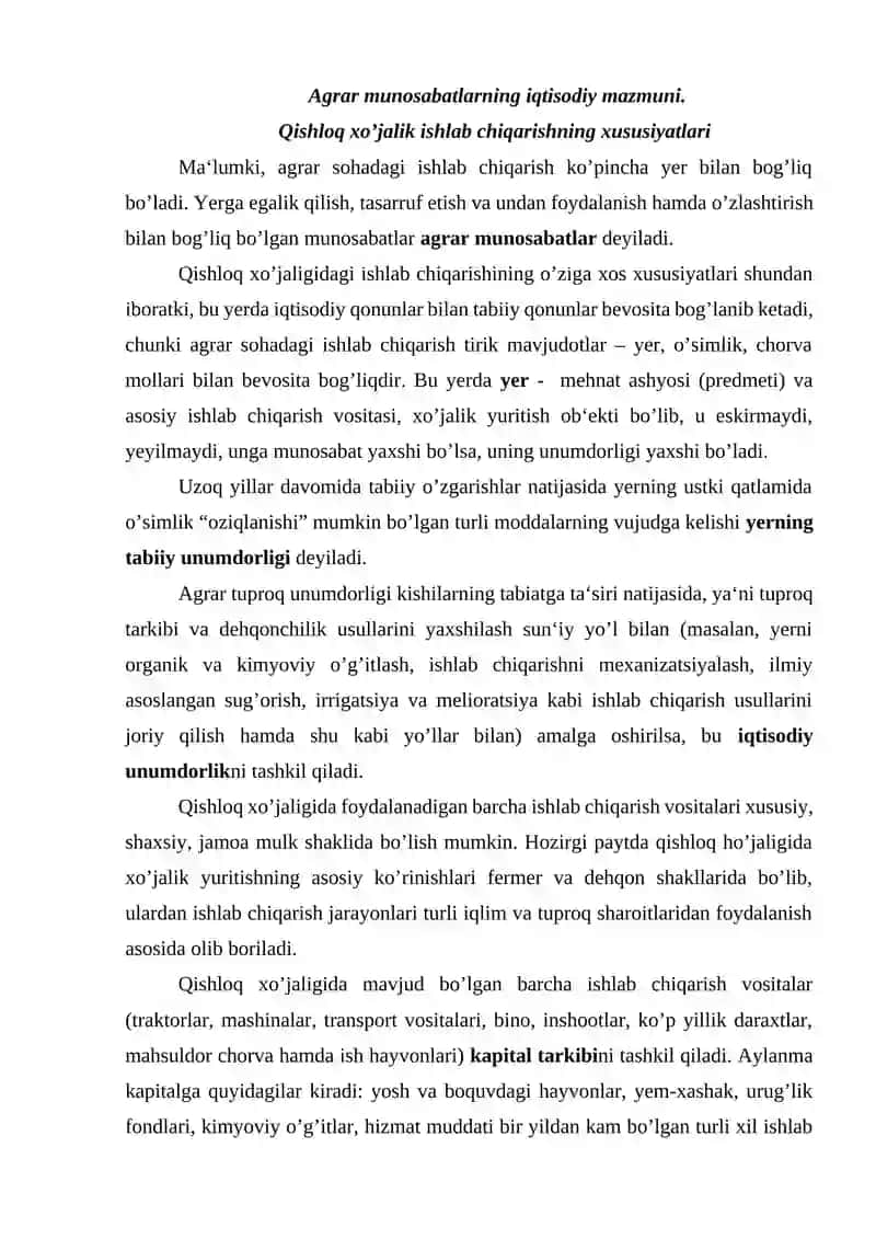 Agrar munosabatlar va agrobiznes 2