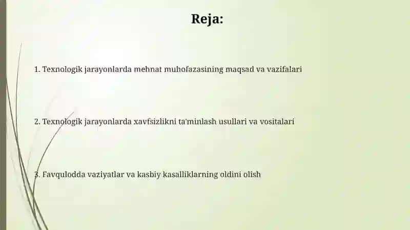 Texnalogik jarayonda mehnat faoliyati xavfsizligi fanining maqsad va vazifalari 2