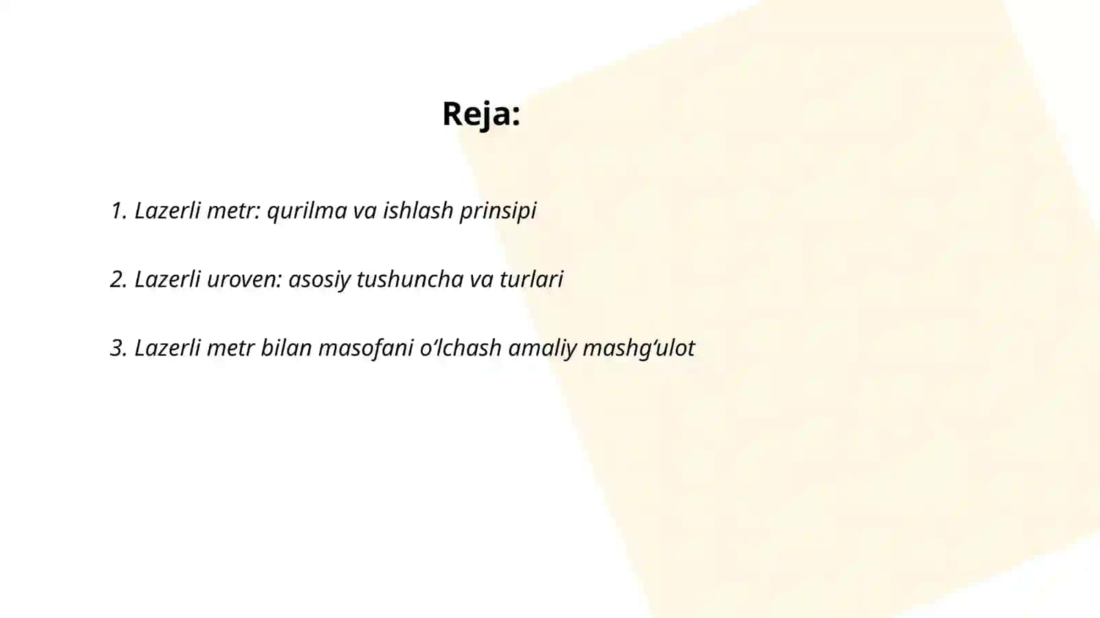 Zamonaviy oʻlchash va rejalash asboblari 2