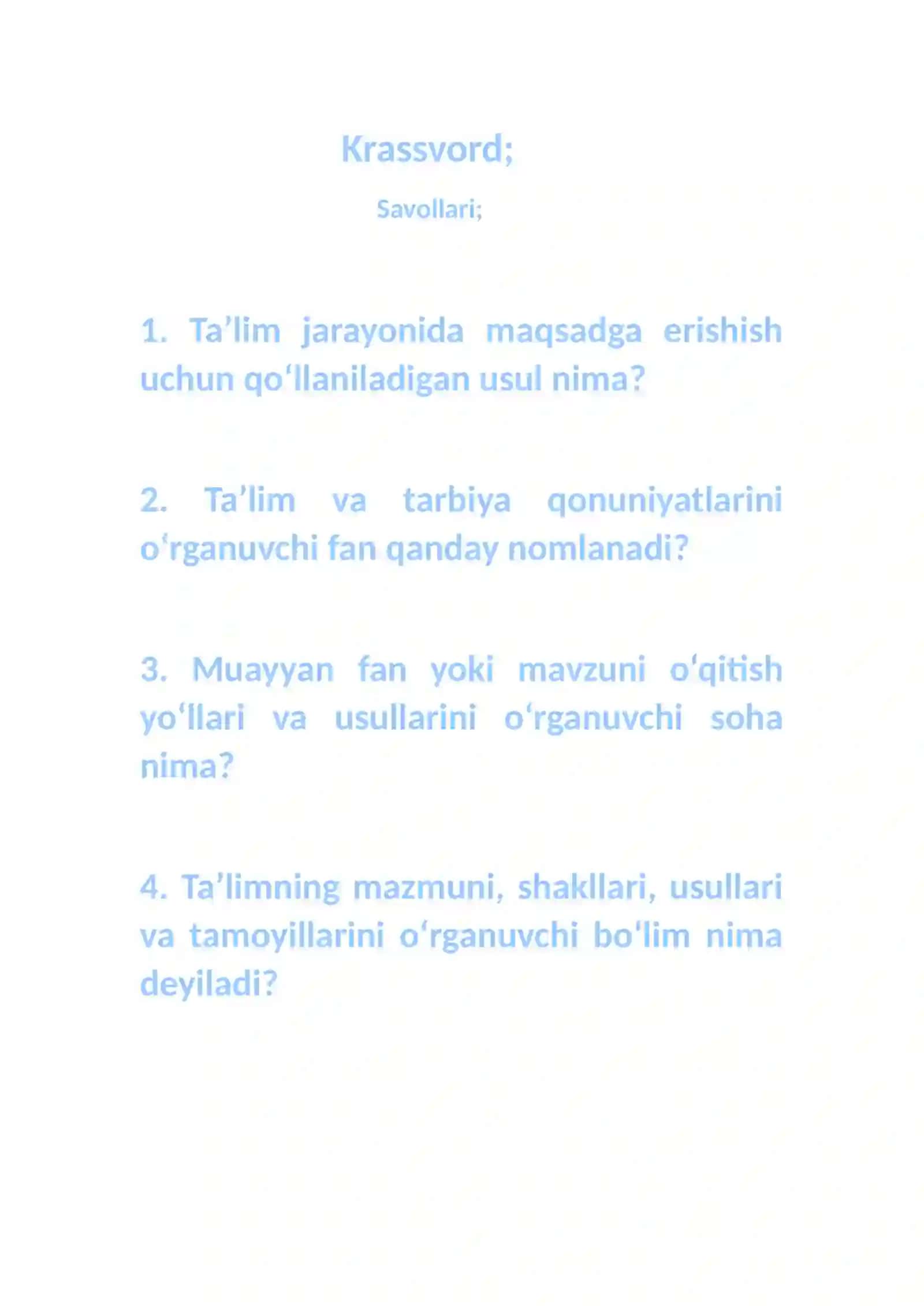 Umumiy Pedagogika fanidan tayyorlagan mustaqil ishi 2