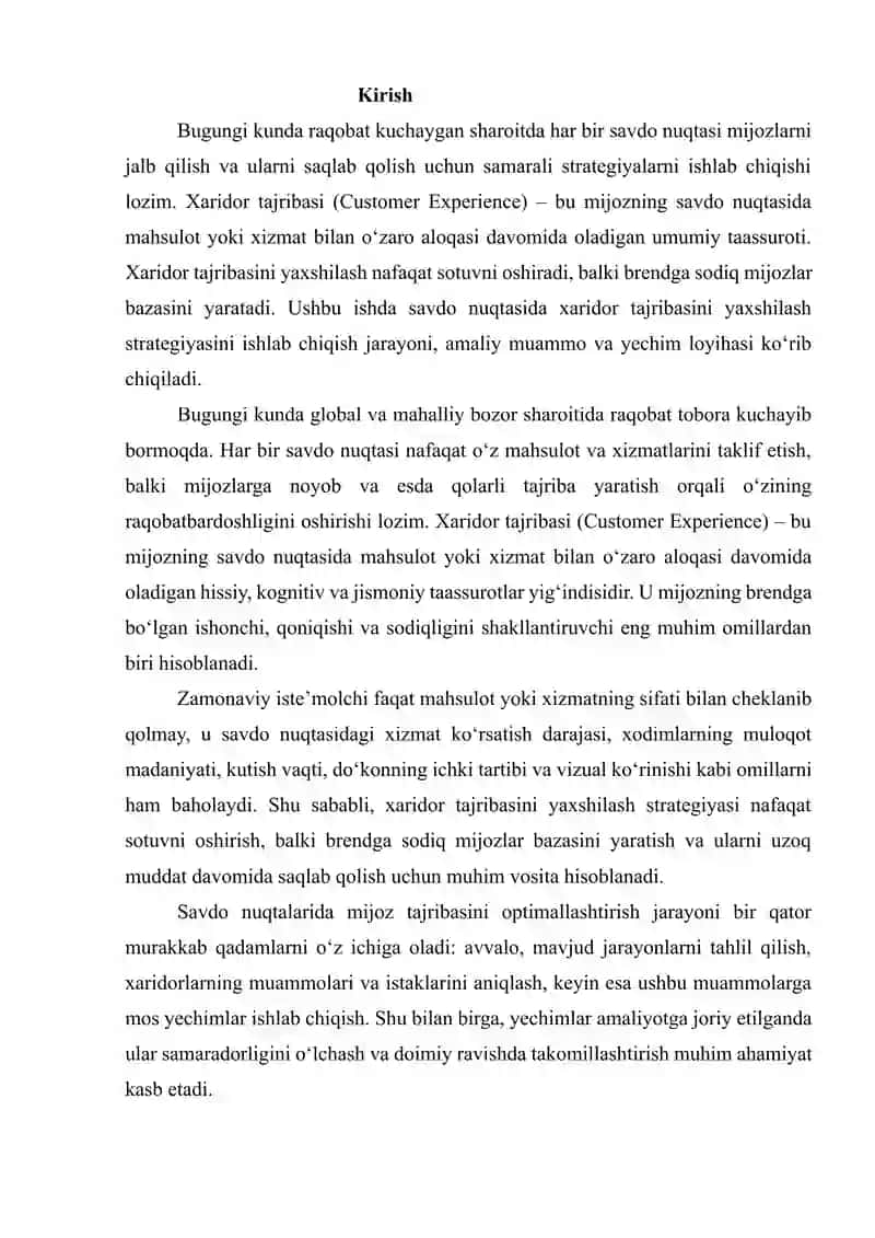 SAVDO NUQTASIDA XARIDOR TAJRIBASINI YAXSHILASH STRATEGIYASINI ISHLAB CHIQISH 2