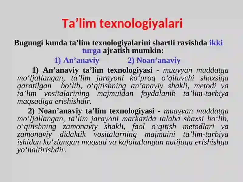 Ta’lim texnologiyalari 2