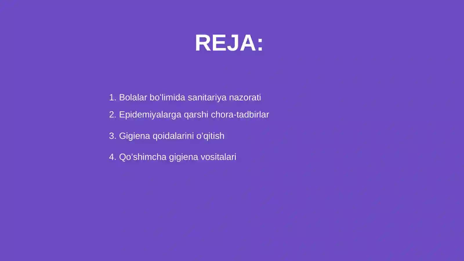 Bolalar boʻlimida sanitariya va epidemologiyaga qarshi tartib 2