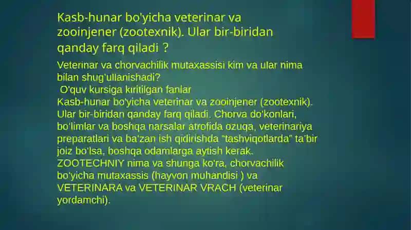 Zooinjener mutaxassisligini olishda yuritiladigan hujjatlar va fanlar bloklari 2