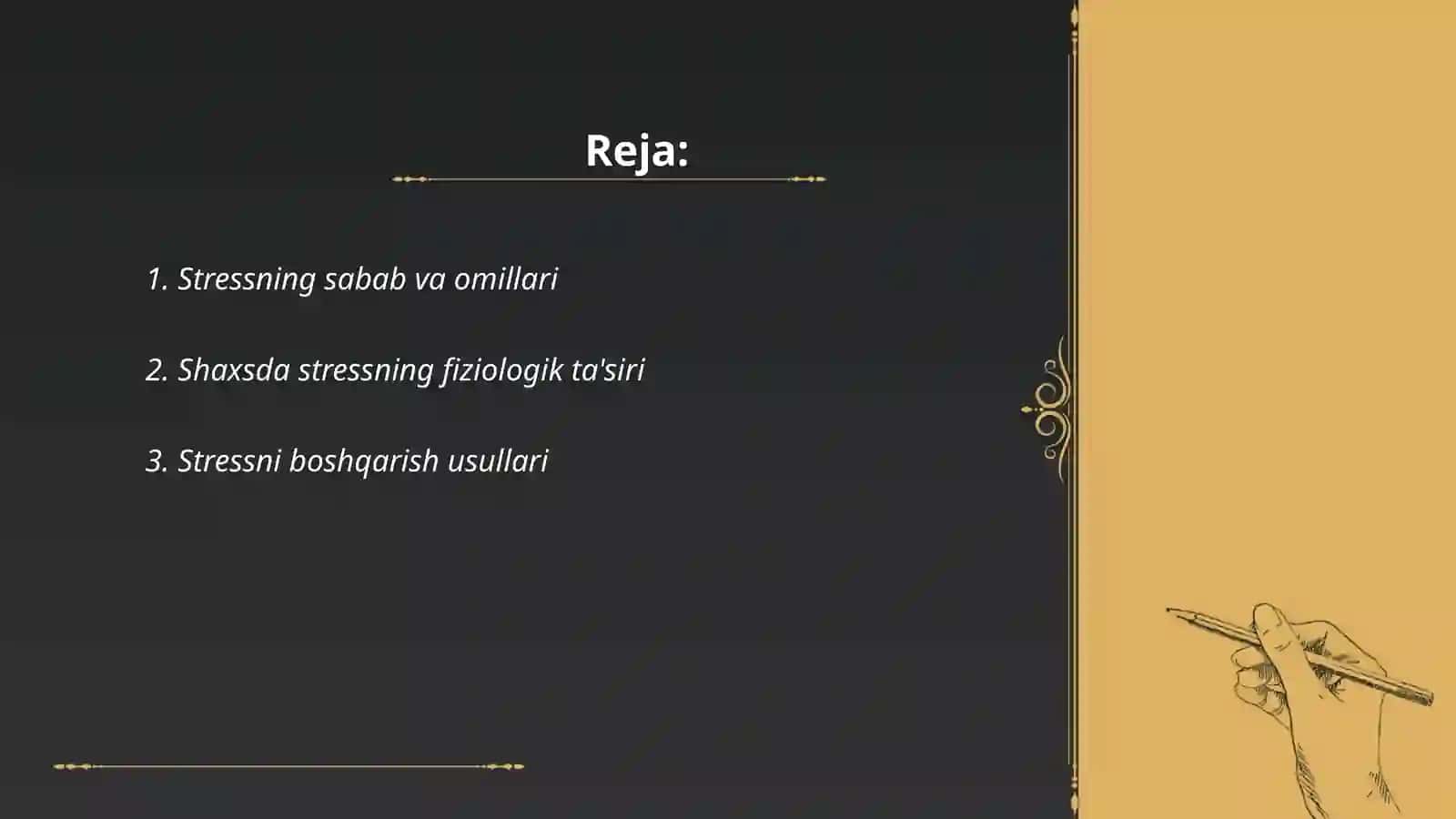 Shaxsda kuzatiladigan stress holatlari va stressga barqarorlik 2