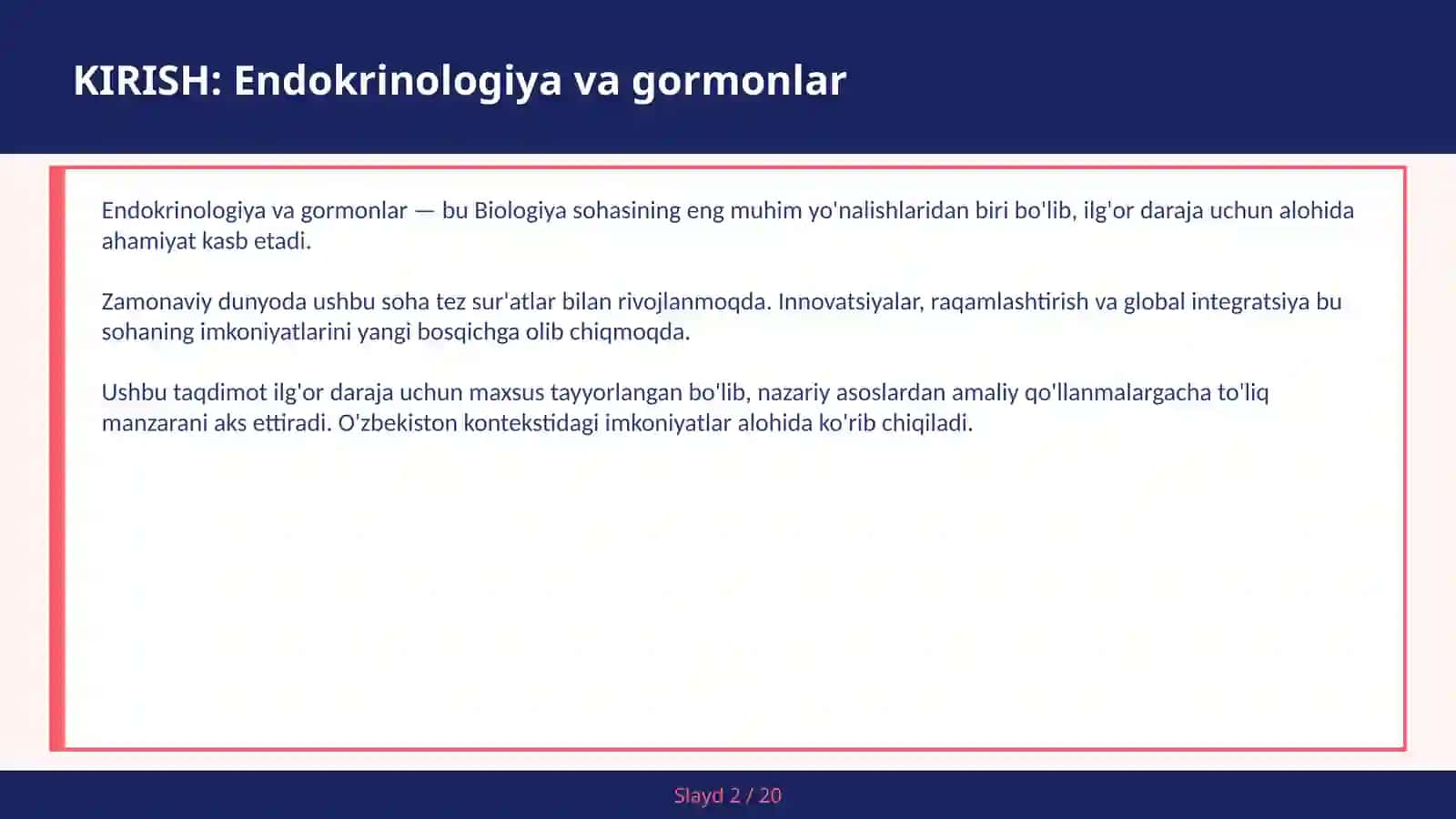 Endokrinologiya va gormonlar 2