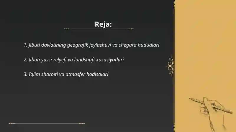 Jibuti davlati geografik tuzilishi,tarixi, aholisi, siyosati 2
