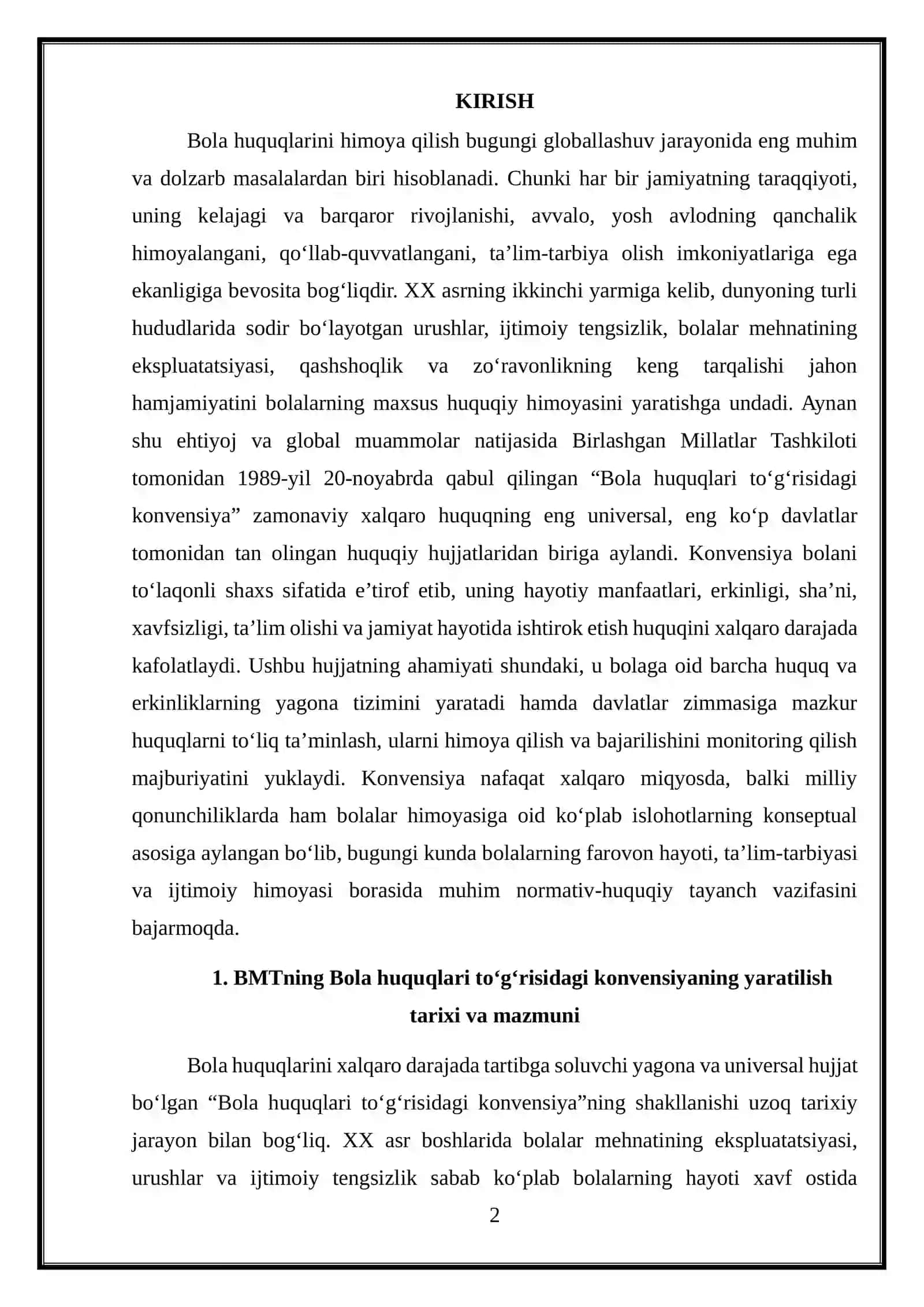 BMTning bola huquqlari to'g'risidagi konvensiya 2