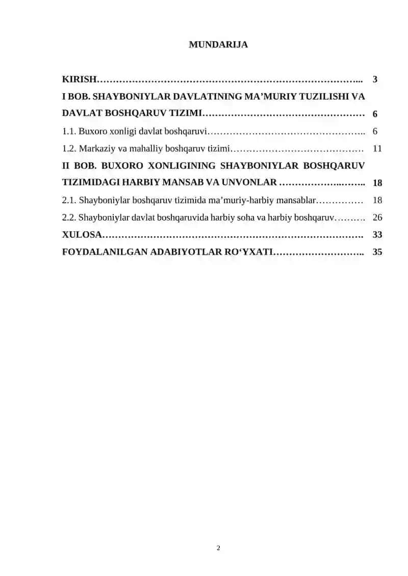 BUXORO XONLIGINING SHAYBONIYLAR DAVRIDA DAVLAT BOSHQARUVI TIZIMI 2