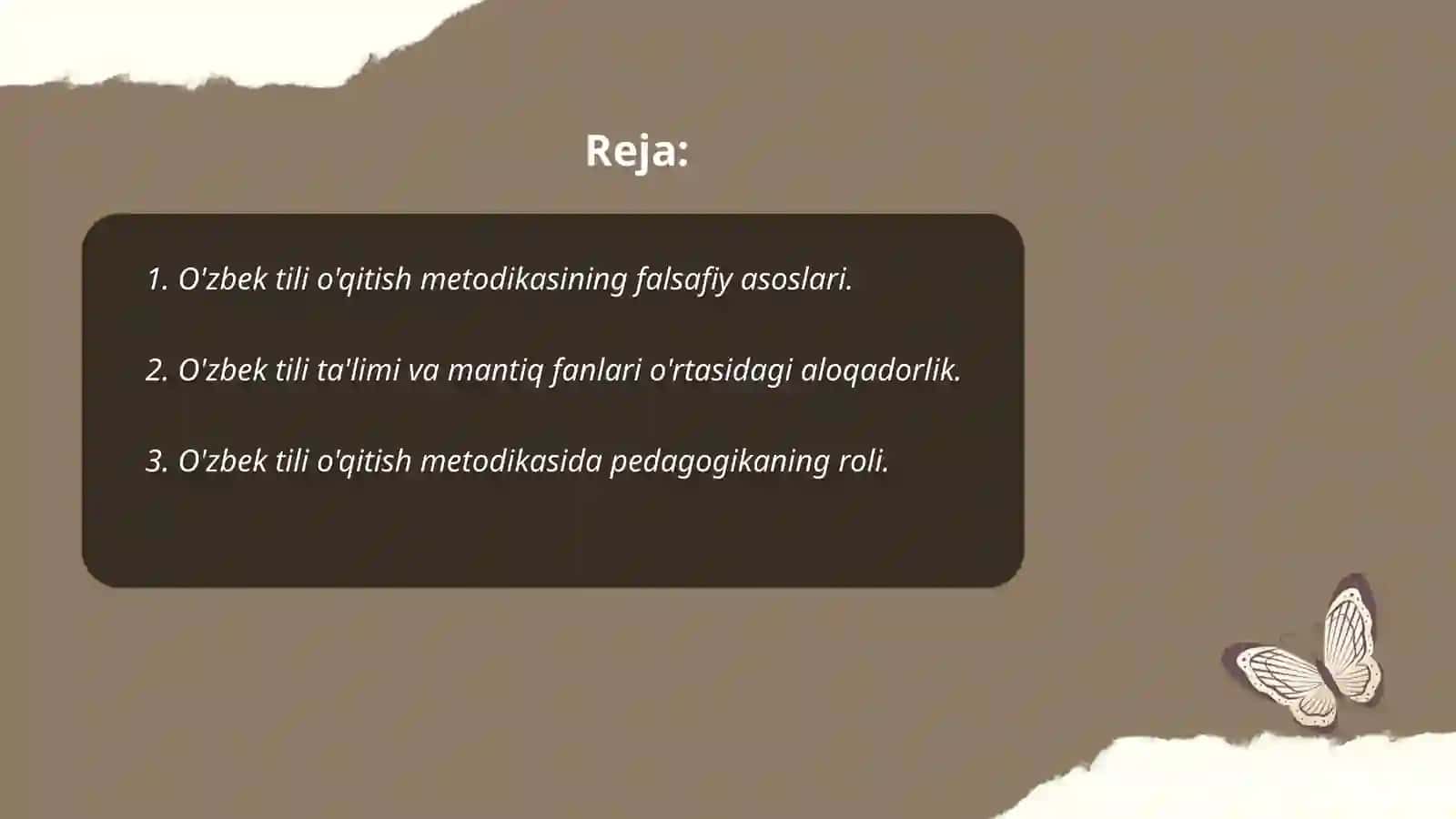 O'zbek tilini o'qitish metodikasi fanining boshqa fanlar (falsafa,mantiq,pedagogika,psixologiya,adabiyot)bilan aloqadorligi haqida 2