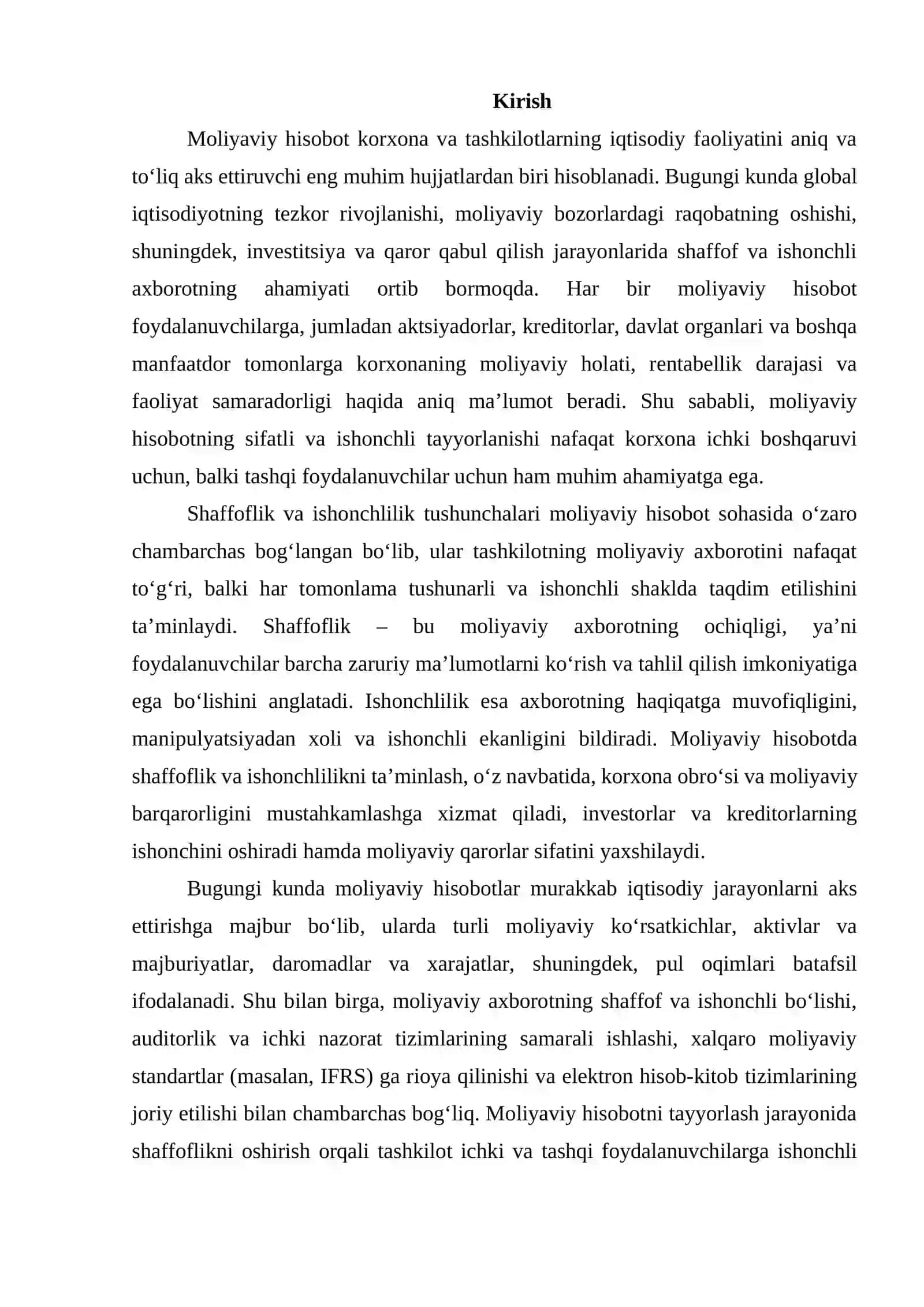 MOLIYAVIY HISOBOTNI TAYYORLASHDA SHAFFOFLIK VA ISHONCHLILIKNI OSHIRISH YO'NALISHLARI 2