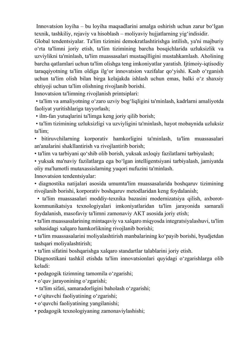 TA’LIM MUASSASASI BOShQARUVINI DIAGNOSTIKA ASOSIDA TAShKIL QILIShDA INNOVATSION YONDAShUV 2