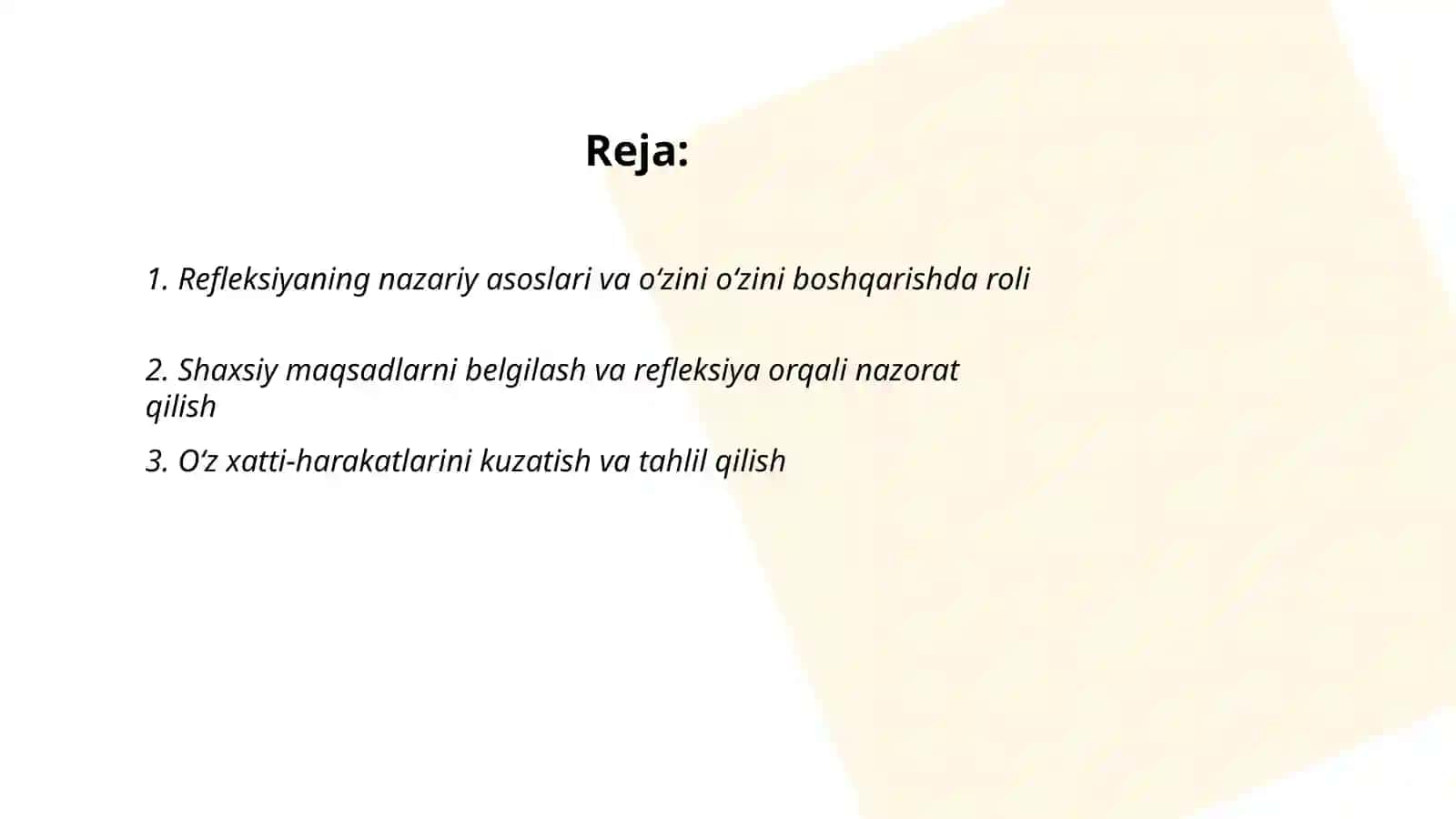 Oʻzini oʻzini boshqarishda refleksya 2