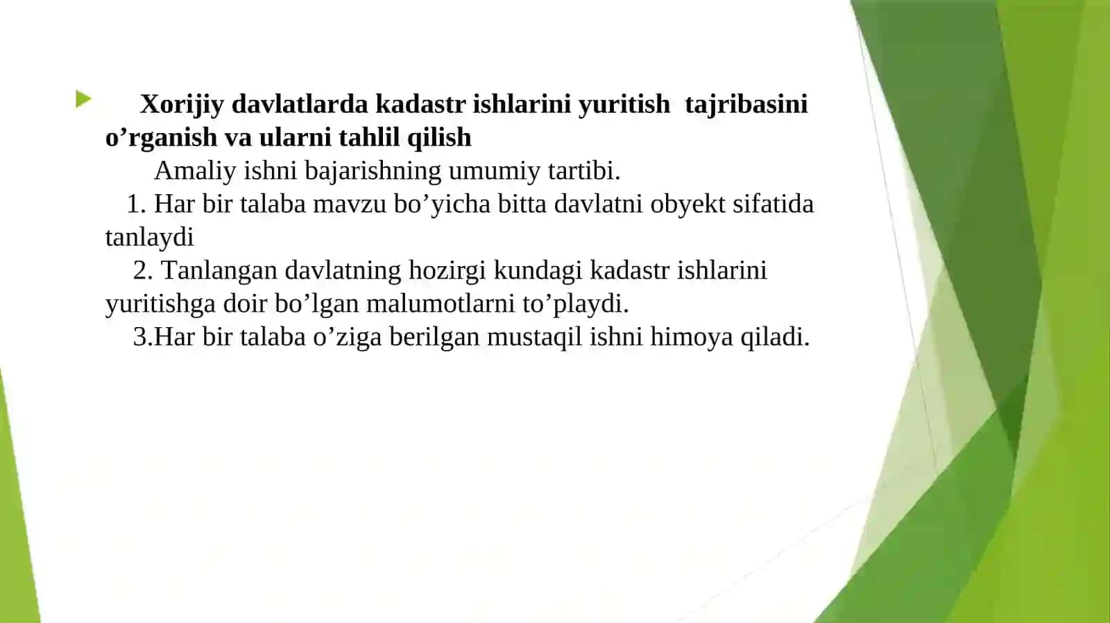 Xorijiy davlatlarda kadastr ishlarini yuritish  tajribasini o’rganish va ularni tahlil qilish 2