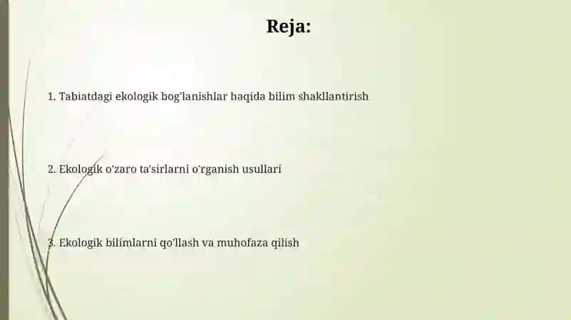 Tabiatdagi ekologik bog'lanishlar haqida bilim shakllantirish 2