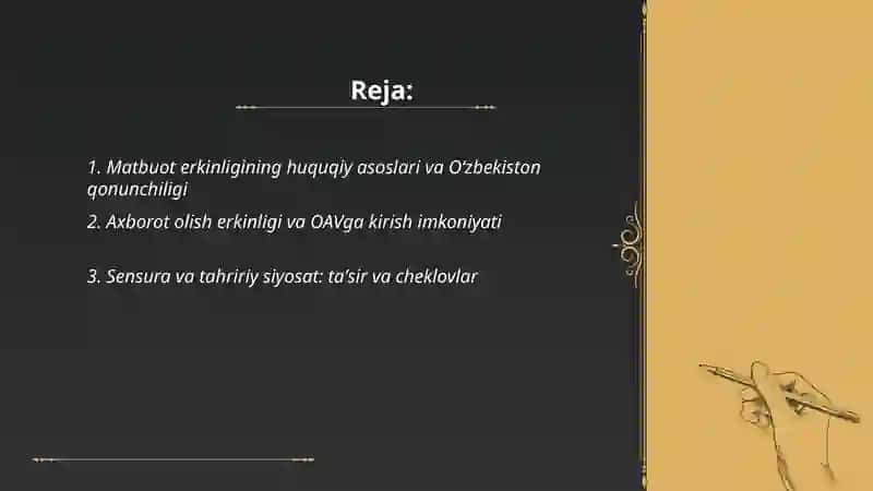 Matbuotda soʻz va axborot olish erkinligi 2