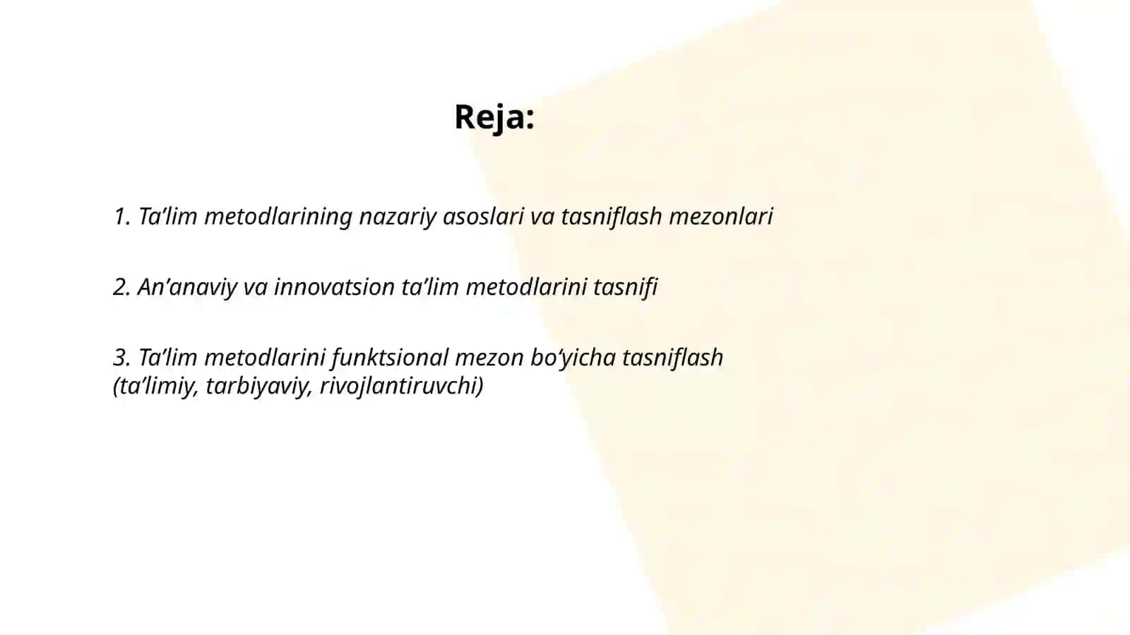 Taʼlim metodlarining tasniflanishi 2