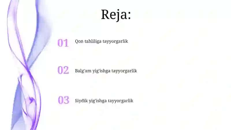 Labarator tekshiruvlarga bemorni tayyorlash 2