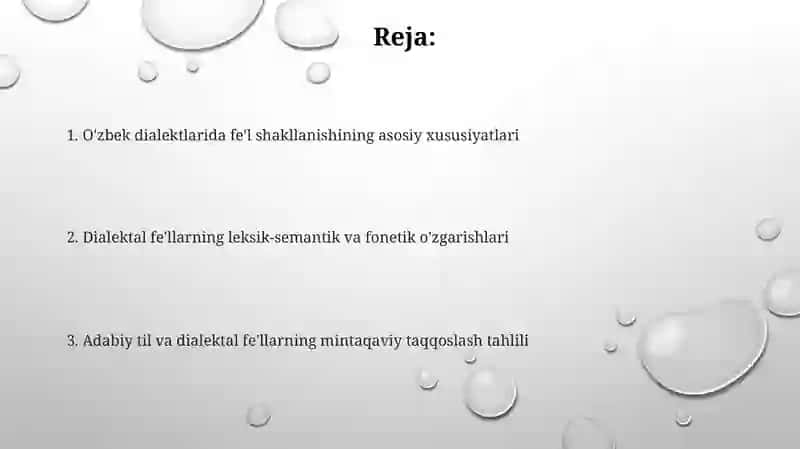 Oʻzbek shevalarida feʼlga xos xususiyatlar 2
