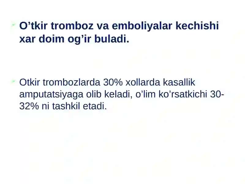 O‘tkir arterial tromboz va emboliyalar 2