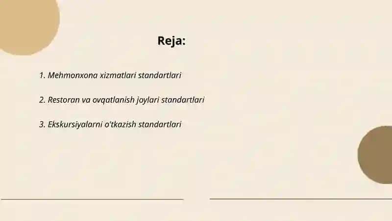 Turizm sohasida standartlar 2