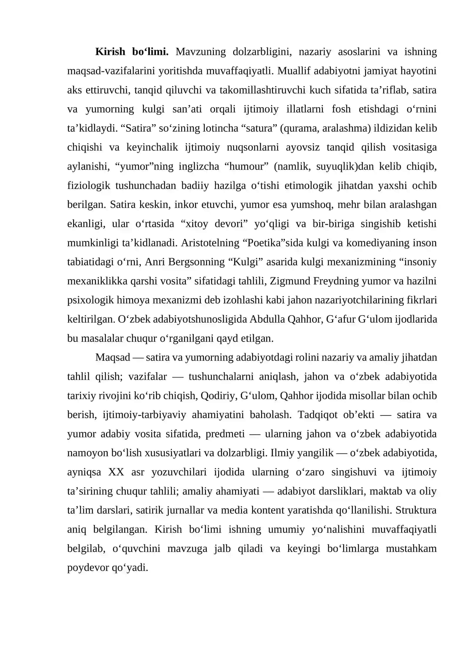 "ADABIYOT NAZARIYASI" FANIDAN TAQRIZ 2